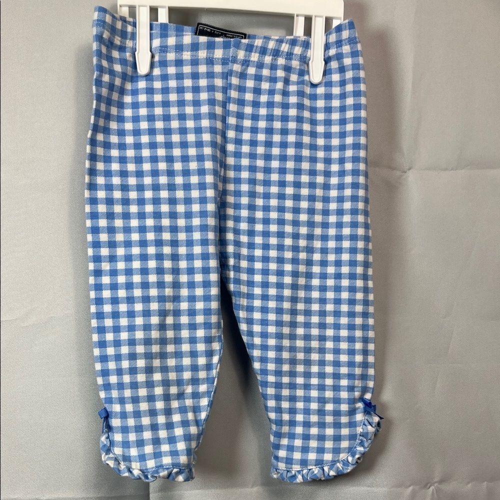 Mayoral blue and white gingham check leggings with bows at cuff size 24 months